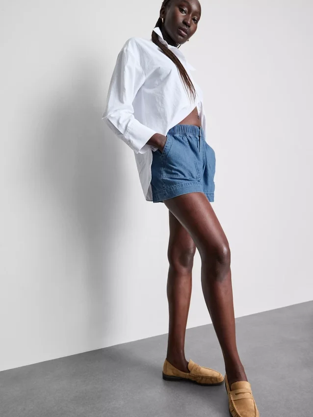 Utility-shorts i bomuldsdenim