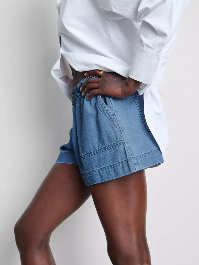 Utility-shorts i bomuldsdenim