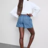 Utility-shorts i bomuldsdenim