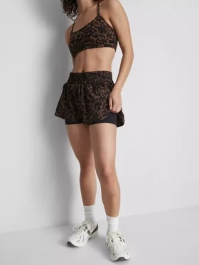Vævede løbeshorts med leopardmønster