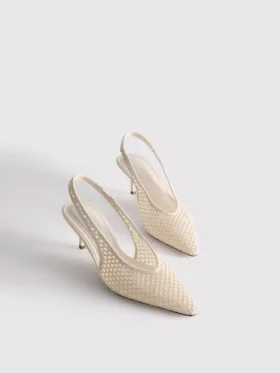 Vævede mesh-pumps med spids tå og højhælede sko