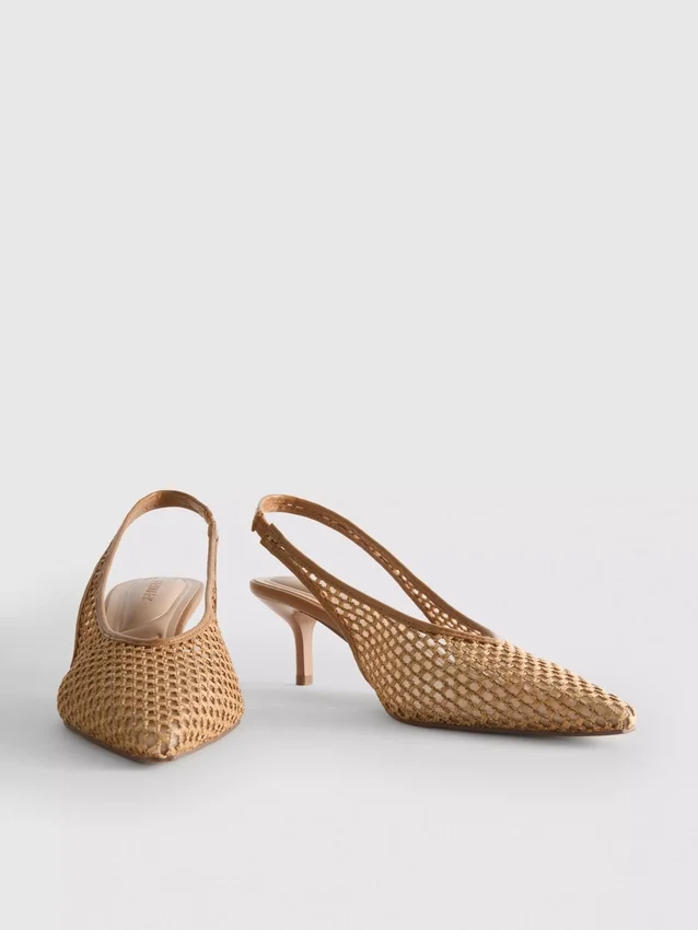 Vævede mesh-pumps med spids tå og højhælede sko