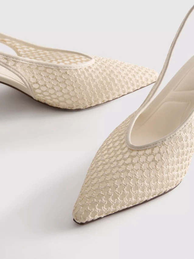 Vævede mesh-pumps med spids tå og højhælede sko