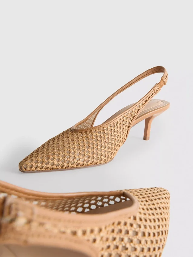 Vævede mesh-pumps med spids tå og højhælede sko