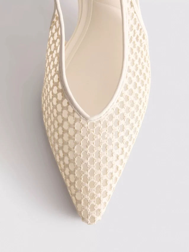 Vævede mesh-pumps med spids tå og højhælede sko