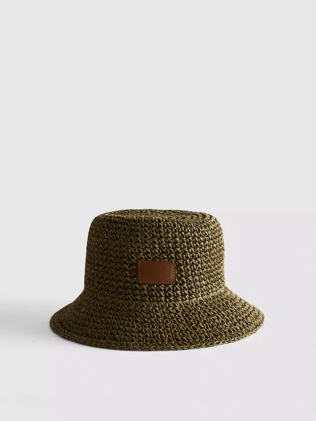 Vævet bucket hat