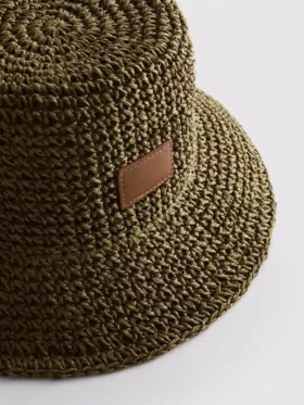Vævet bucket hat