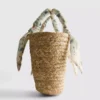 Vævet strå-midi-bucket-taske