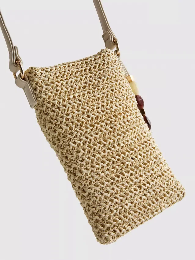 Vævet telefonpose med perler