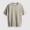Vasket T-shirt med japansk grafisk print