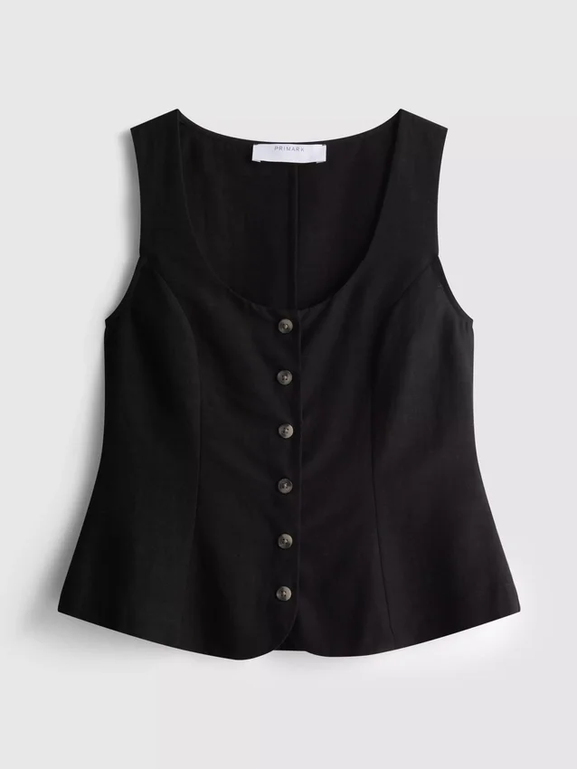 Vest i bomuldsblanding med knapper